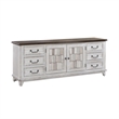 Pemberly Row 75 Inch Entertainment Console with Shingle Accent Doors in White
