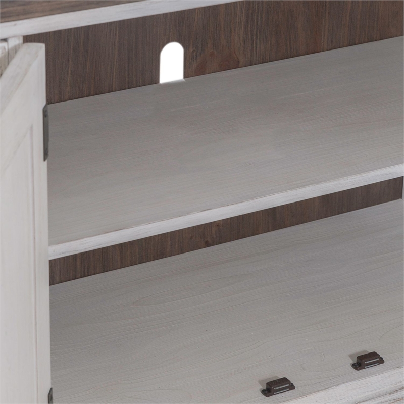 Pemberly Row 75 Inch Entertainment Console with Shingle Accent Doors in White