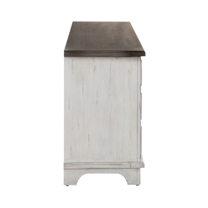 Pemberly Row 75 Inch Entertainment Console with Shingle Accent Doors in White