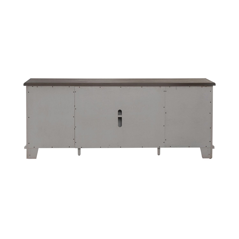 Pemberly Row 75 Inch Entertainment Console with Shingle Accent Doors in White