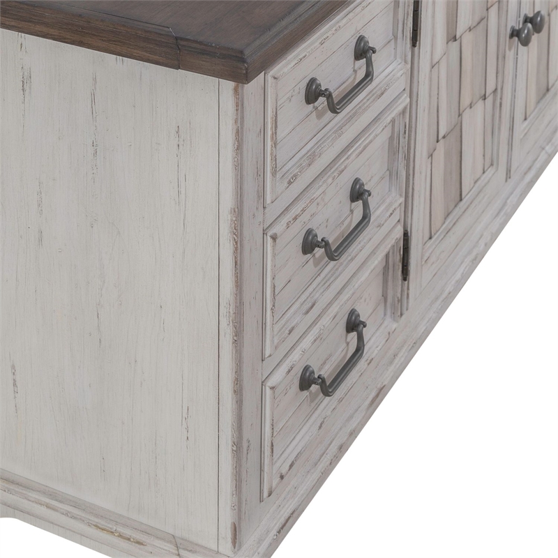 Pemberly Row 75 Inch Entertainment Console with Shingle Accent Doors in White