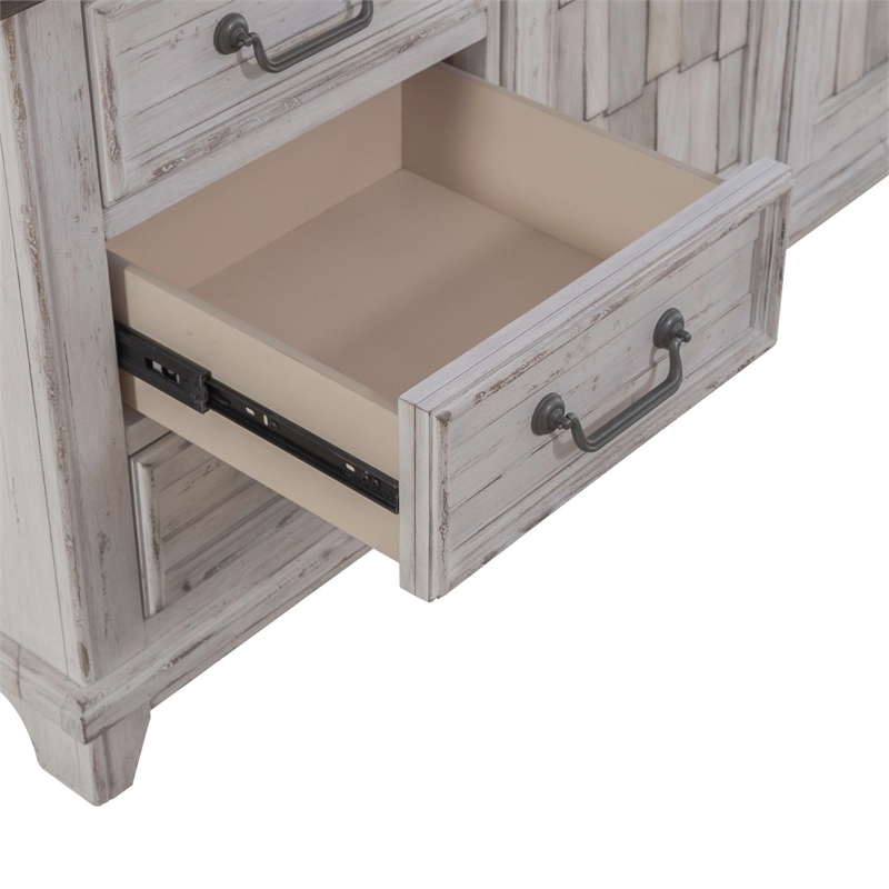 Pemberly Row 75 Inch Entertainment Console with Shingle Accent Doors in White