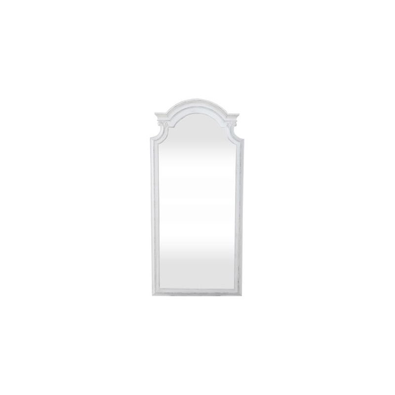 Pemberly Row 78 Inch Arched Floor Mirror with Beveled Edge in White