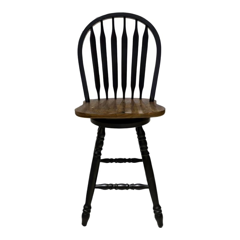 Pemberly Row Arrow Back Windsor Swivel Counter Height Chair in Black