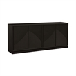 Pemberly Row 4 Door Accent Console with Wave Pattern Reeded Doors in Brown