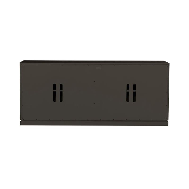Pemberly Row 4 Door Accent Console with Wave Pattern Reeded Doors in Brown