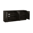Pemberly Row 4 Door Accent Console with Wave Pattern Reeded Doors in Brown