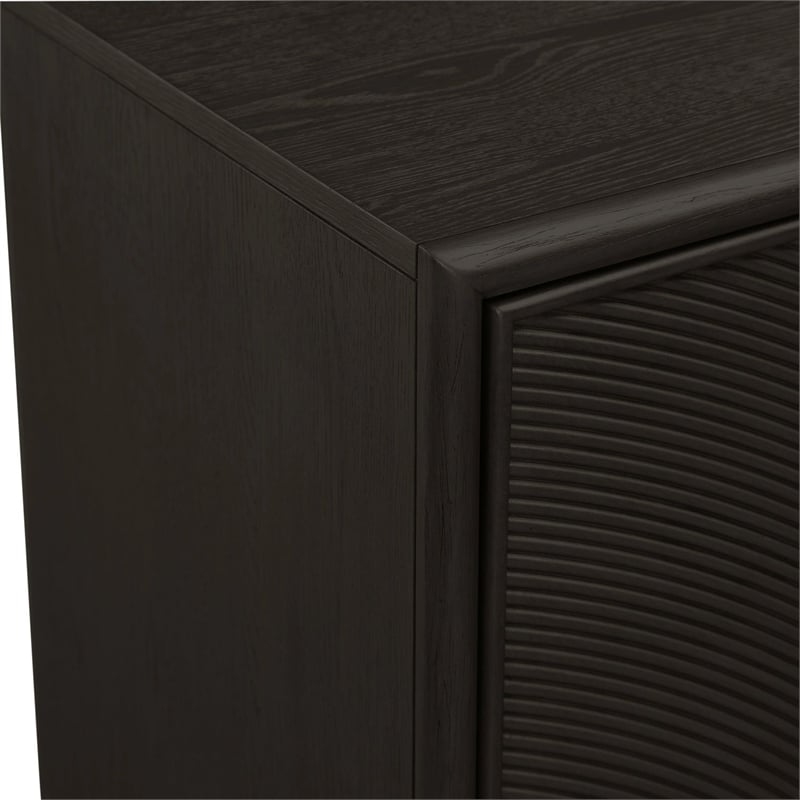 Pemberly Row 4 Door Accent Console with Wave Pattern Reeded Doors in Brown