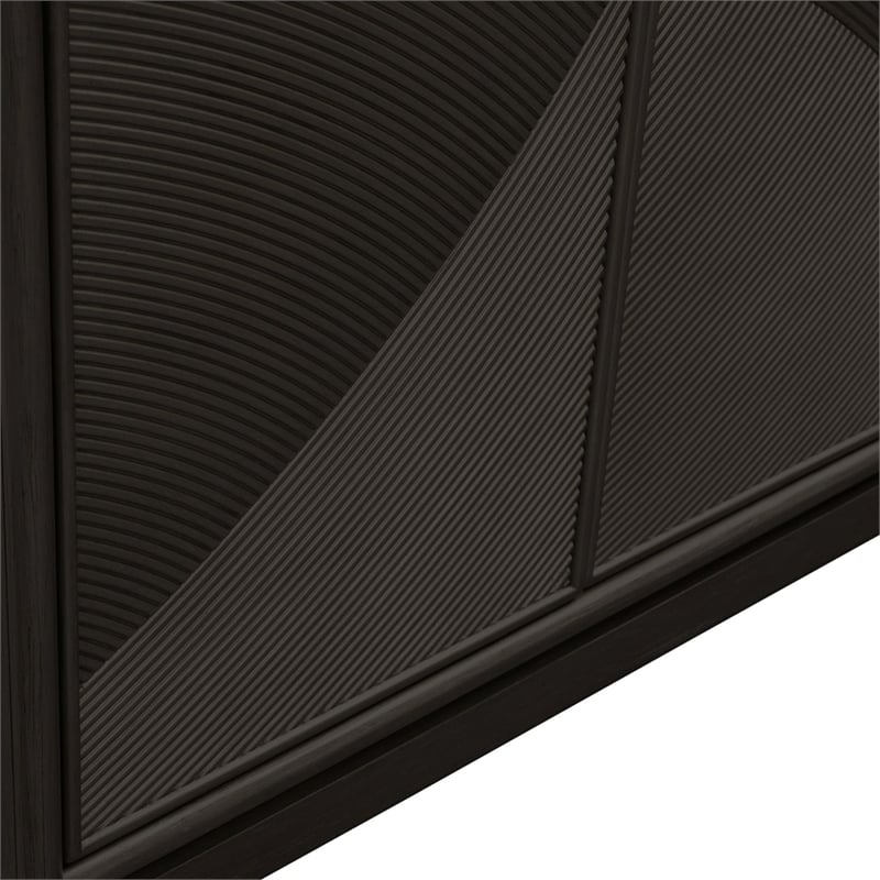 Pemberly Row 4 Door Accent Console with Wave Pattern Reeded Doors in Brown