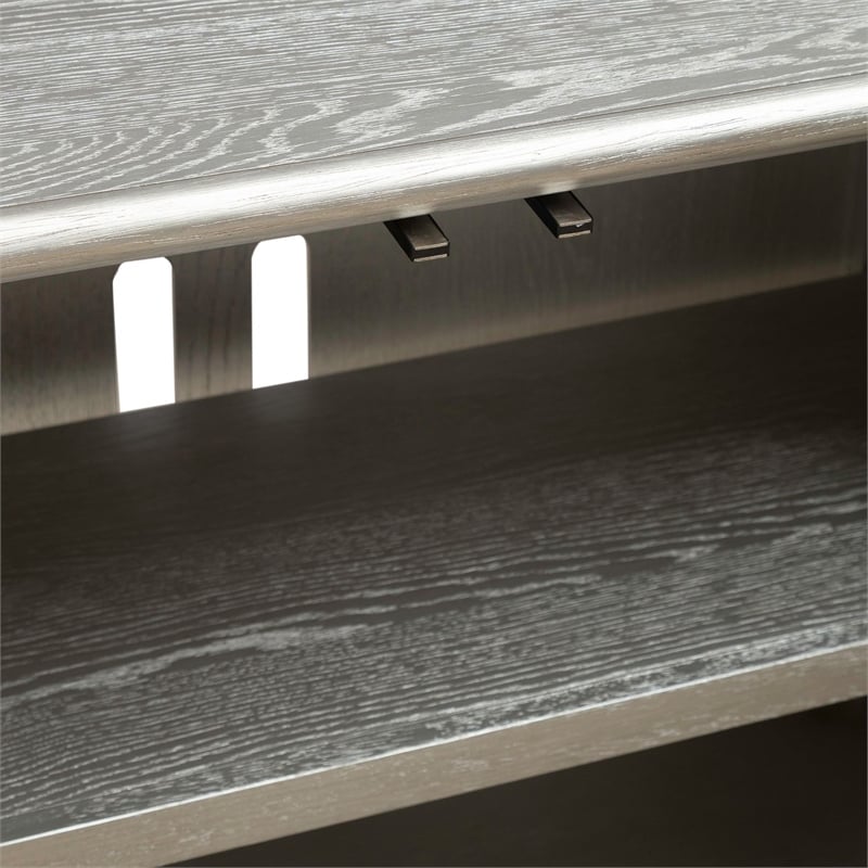 Pemberly Row Accent Console with Wave Pattern Reeded Doors in Champagne Silver