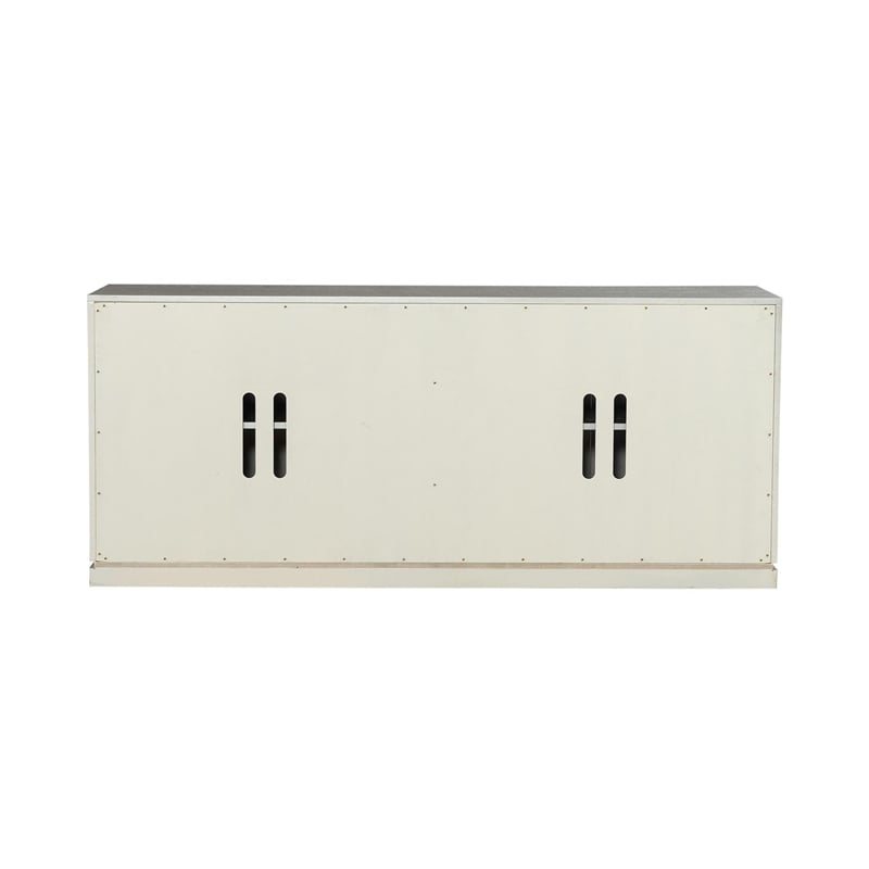 Pemberly Row Accent Console with Wave Pattern Reeded Doors in Champagne Silver