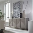 Pemberly Row Accent Console with Wave Pattern Reeded Doors in Champagne Silver