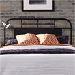 Pemberly Row Queen Metal Bed with Headboard Footboard and Rails in Black