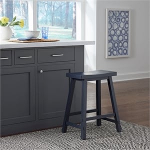 Pemberly Row 24 Inch Sawhorse Counter Stool in Rubberwood Navy
