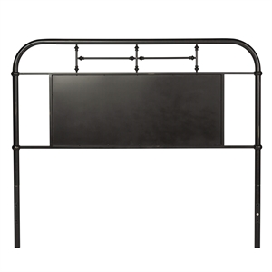 Pemberly Row Queen Metal Headboard with Turned Spindles in Black