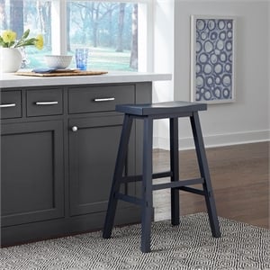 Pemberly Row 30 Inch Sawhorse Bar Stool with Contoured Seat in Navy