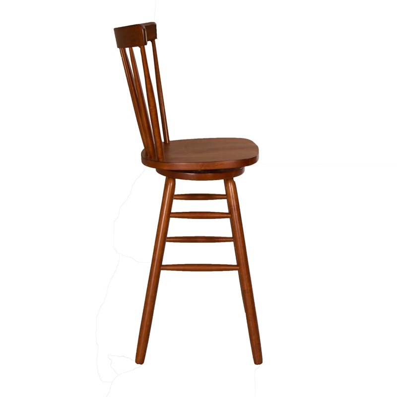 Pemberly Row 30 Inch Swivel Copenhagen Stool with Spindle Back in Tobacco