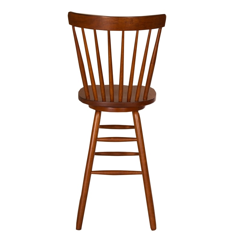 Pemberly Row 30 Inch Swivel Copenhagen Stool with Spindle Back in Tobacco