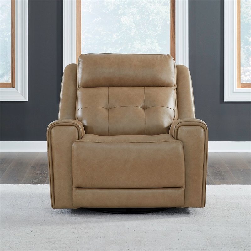 Pemberly Row Swivel Glide Power Recliner with Zero Gravity in York Sand
