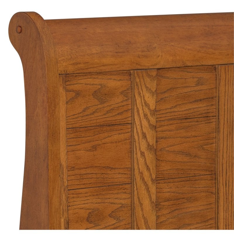 Pemberly Row Twin Sleigh Bed with Center Slat Support in Medium Brown