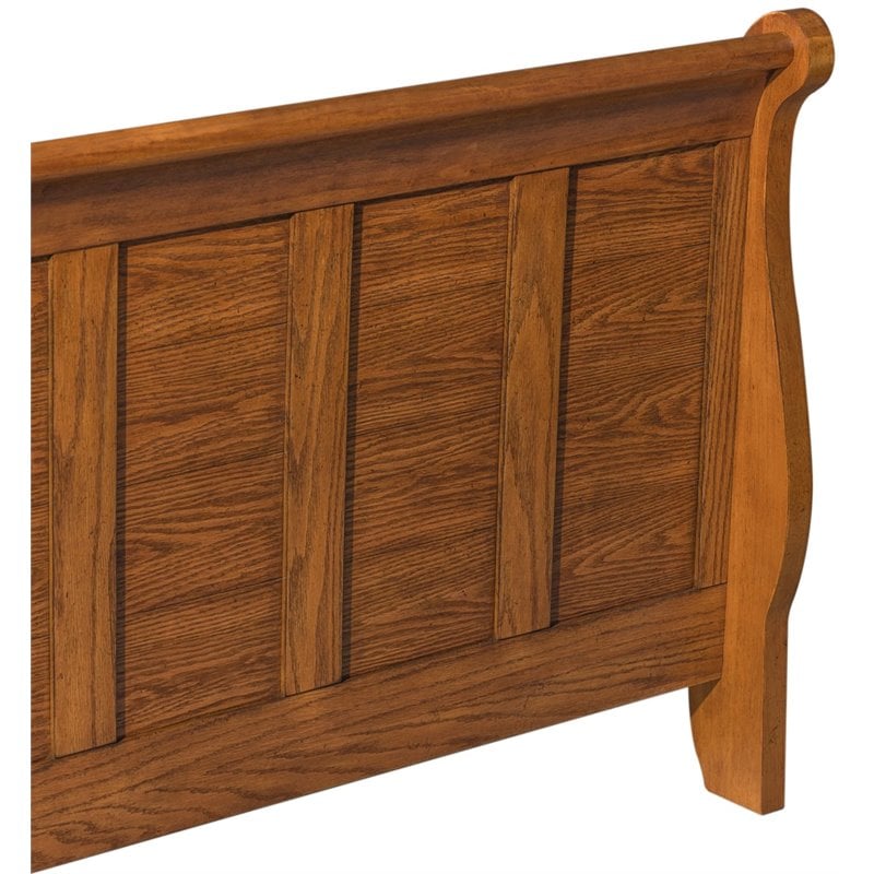 Pemberly Row Twin Sleigh Bed with Center Slat Support in Medium Brown