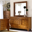 Pemberly Row Large Beveled Picture Frame Mirror in Medium Brown