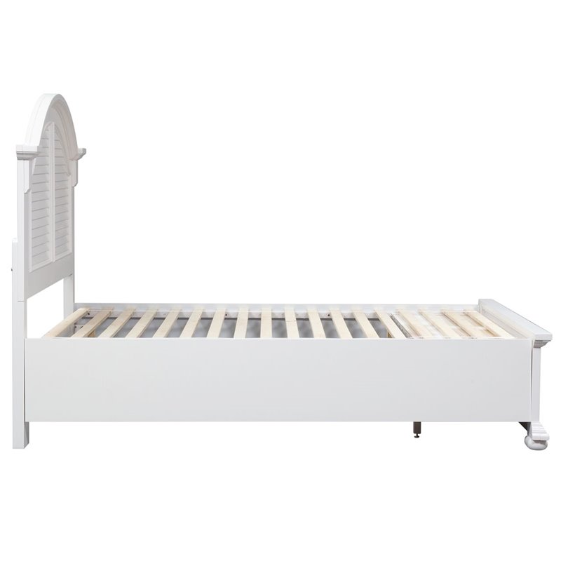 Pemberly Row Queen Panel Headboard with Louvered Panels in Oyster White