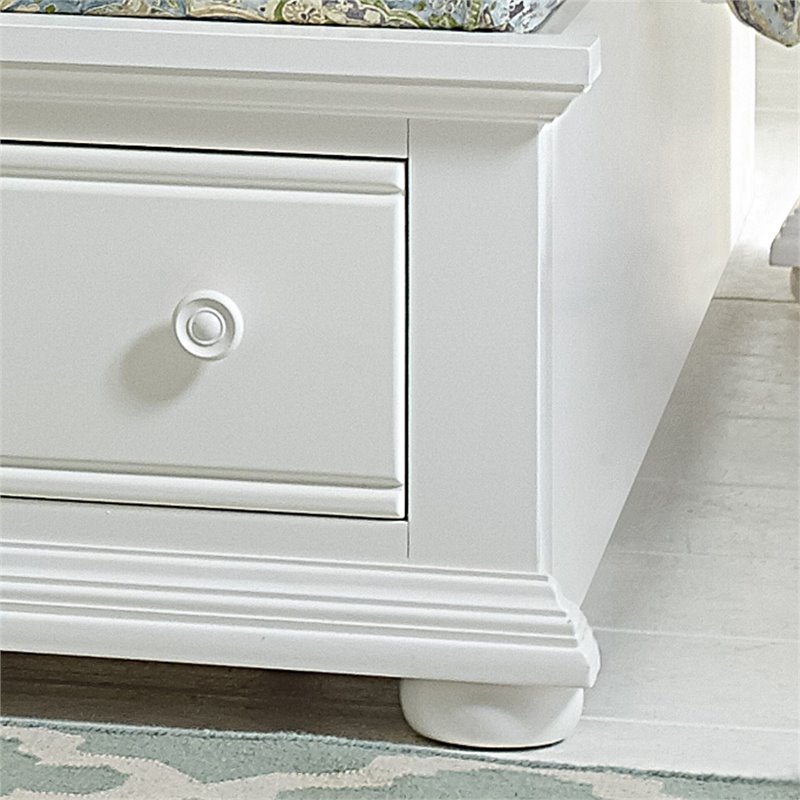 Pemberly Row Queen Panel Headboard with Louvered Panels in Oyster White