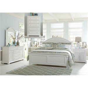 Pemberly Row King Panel Bedroom Set in White Finish with Storage