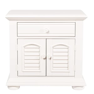 Pemberly Row Cottage Nightstand with Louvered Doors and Drawer in Oyster White