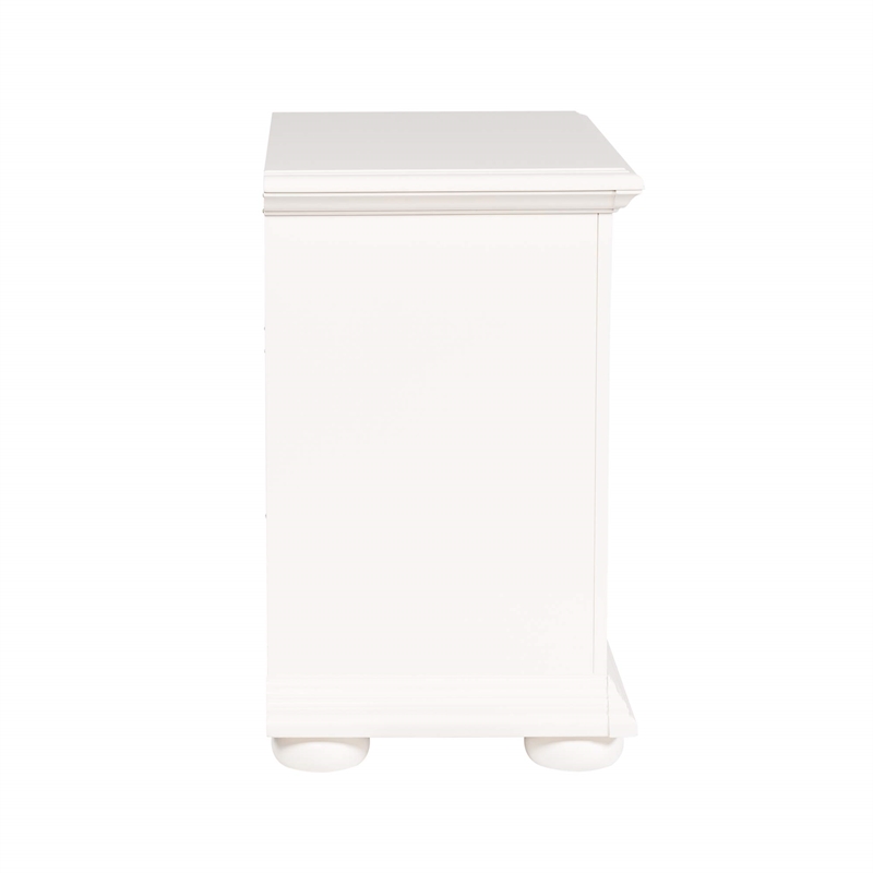 Pemberly Row Cottage Nightstand with Louvered Doors and Drawer in Oyster White