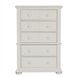 Pemberly Row 5 Drawer Chest with Bun Feet and Felt Lining in Oyster White