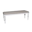 Pemberly Row Upholstered Dining Bench with Turned Legs in Oyster White