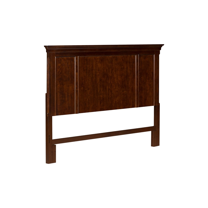 Pemberly Row King Panel Headboard with Heavy Crown in Rustic Cherry