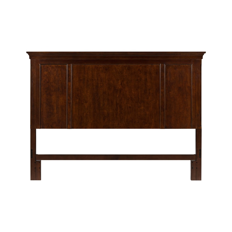 Pemberly Row King Panel Headboard with Heavy Crown in Rustic Cherry