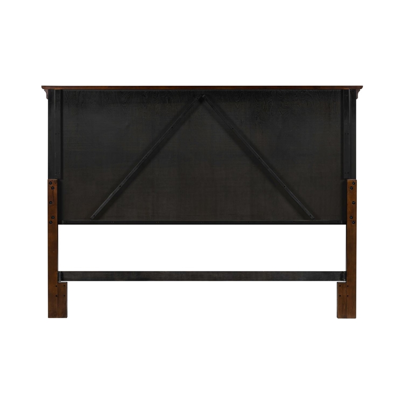 Pemberly Row King Panel Headboard with Heavy Crown in Rustic Cherry