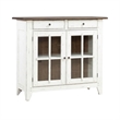 Pemberly Row Dining Server with Glass Doors in Graphite and Whitestone