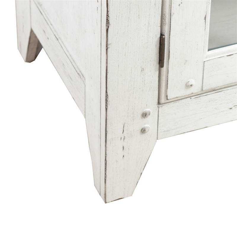Pemberly Row Dining Server with Glass Doors in Graphite and Whitestone