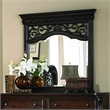 Pemberly Row Beveled Landscape Mirror with Scrolled Brass Inserts in Brownstone