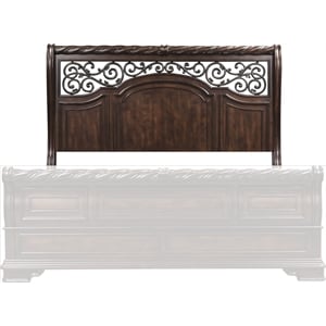 Pemberly Row King Sleigh Headboard with Rope Twist Accents in Brownstone