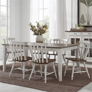 Pemberly Row 7 Piece Rectangular Dining Set with Butterfly Leaf in White