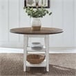 Pemberly Row Drop Leaf Table with Bottom Shelf in Graphite and Whitestone