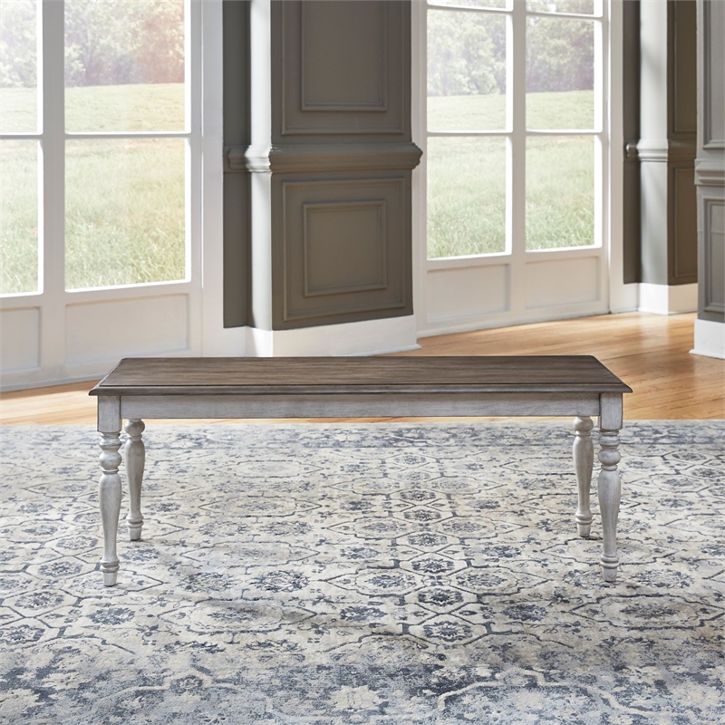 Pemberly Row Dining Bench with Heavy Turned Legs in Antique White