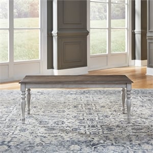 Pemberly Row Dining Bench with Heavy Turned Legs in Antique White