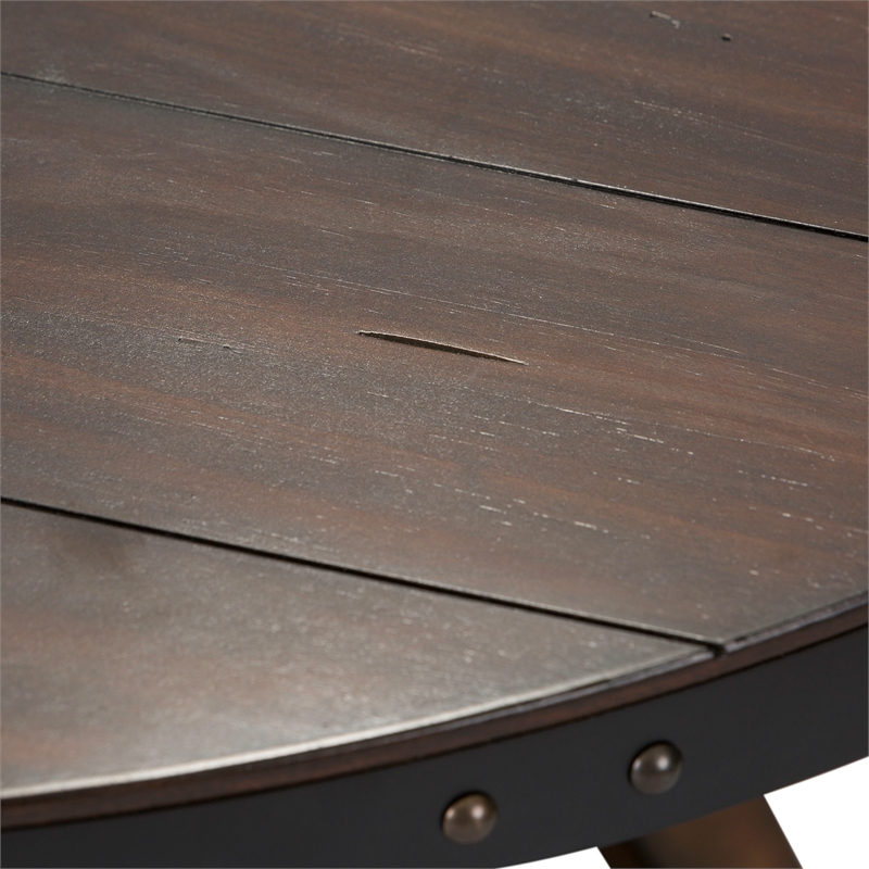 Pemberly Row Adjustable Height Motion Cocktail Table in Russet Brown Finish