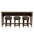 Pemberly Row 74 Inch Console Bar Table with 3 Swivel Stools in Brown