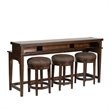 Pemberly Row 74 Inch Console Bar Table with 3 Swivel Stools in Brown