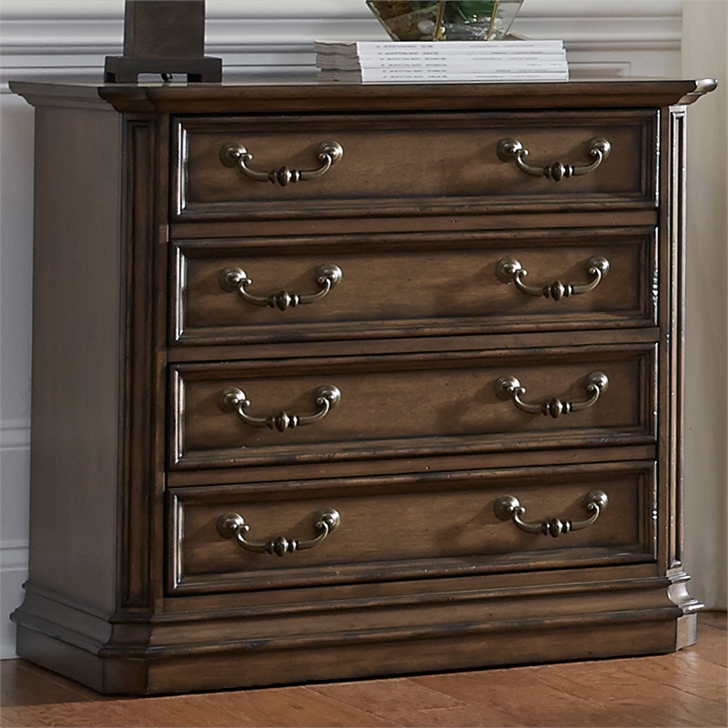 Pemberly Row 2 Drawer Solid Wood Lateral File Cabinet in Antique Toffee