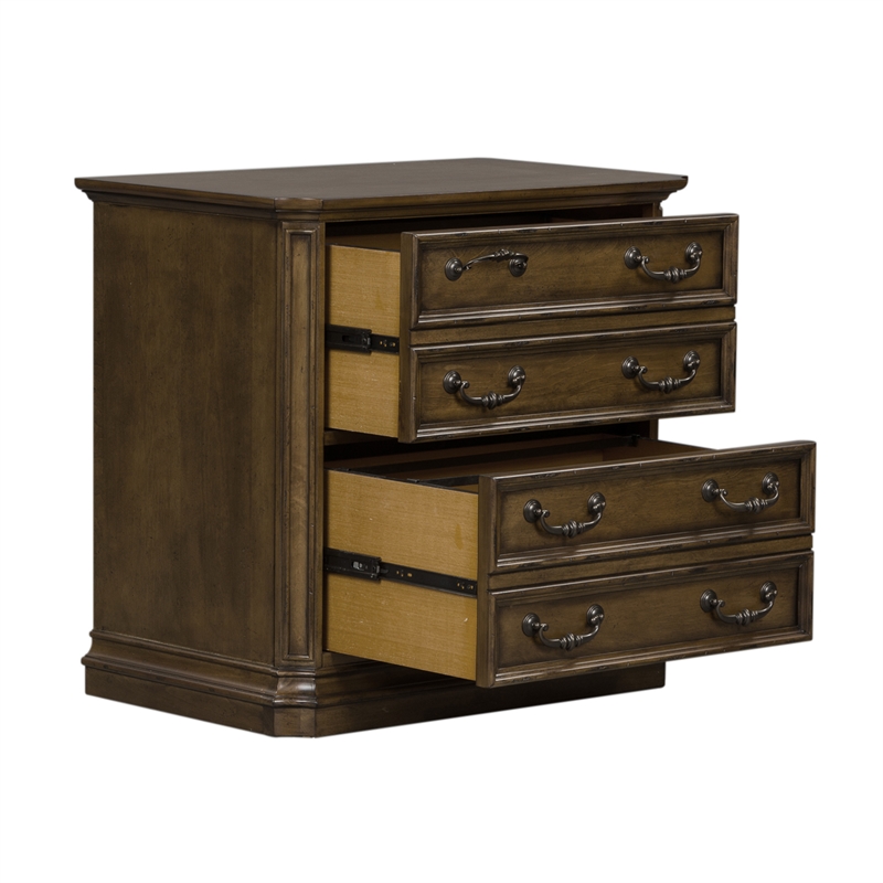 Pemberly Row 2 Drawer Solid Wood Lateral File Cabinet in Antique Toffee
