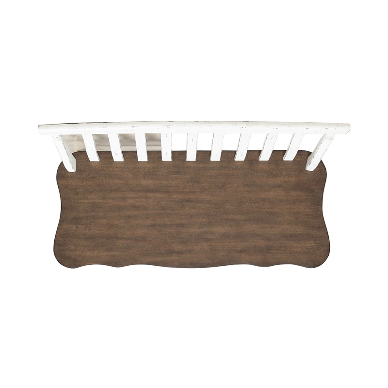 Pemberly Row Slat Back Dining Bench with Turned Splayed Legs in Graphite White